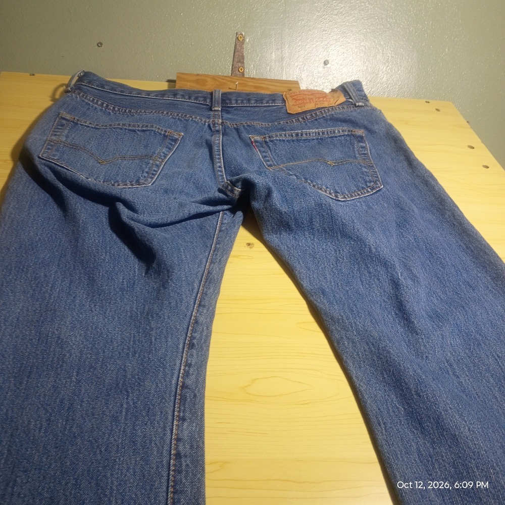 Levi's 501 Original Fit Jeans Mens 36x29 Blue Button Fly Straight Leg Denim - Picture 3 of 11